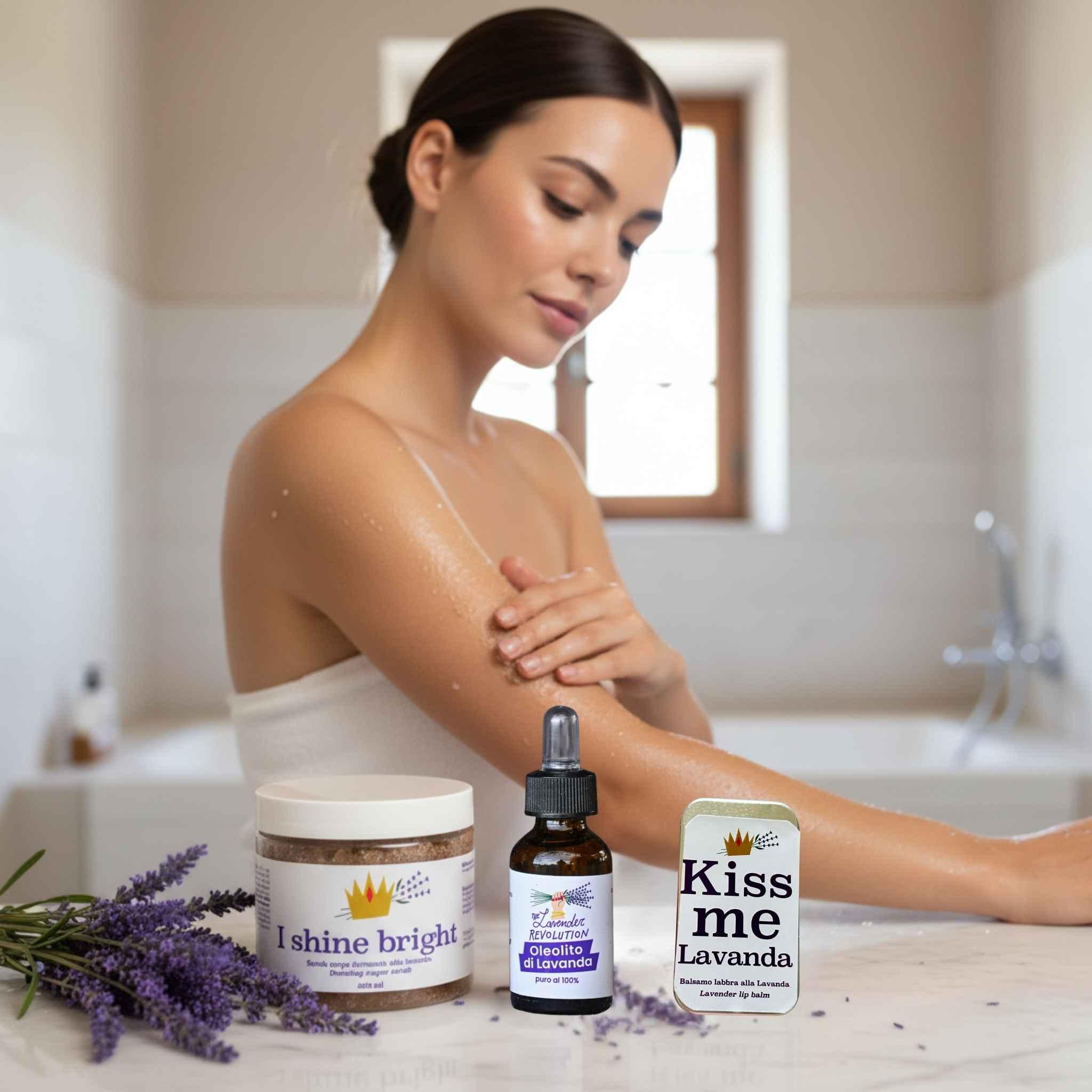 Rituale di benessere invernale con KIT Lenitivo Pelle Arrossata Inverno alla lavanda bio per labbra, viso e corpo