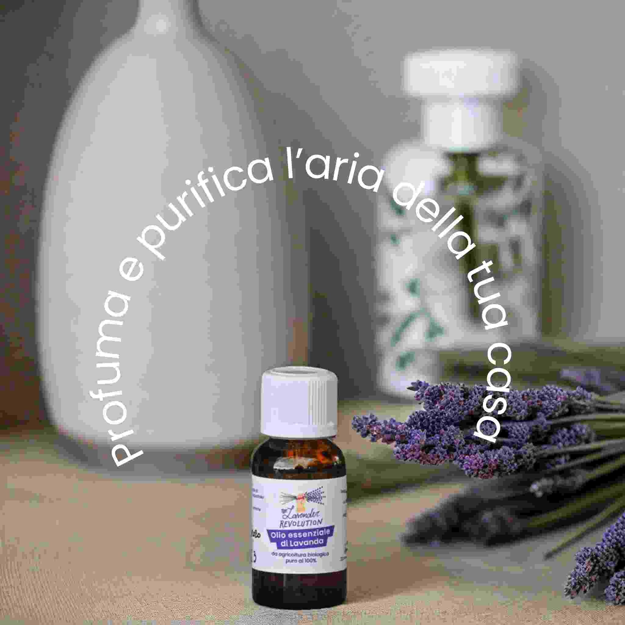 Olio essenziale di lavanda bio in casa con diffusore per aromaterapia