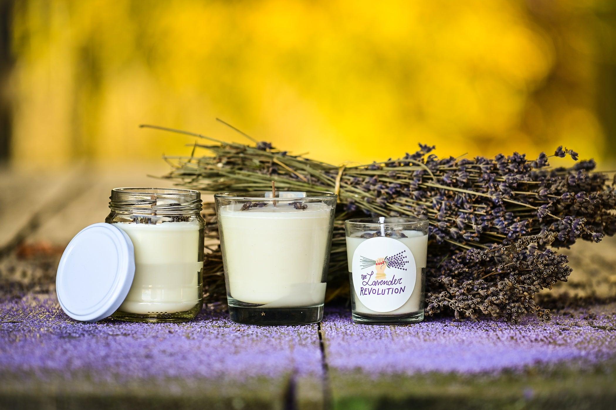 Candele e tarte in cera di soia profumate di lavanda