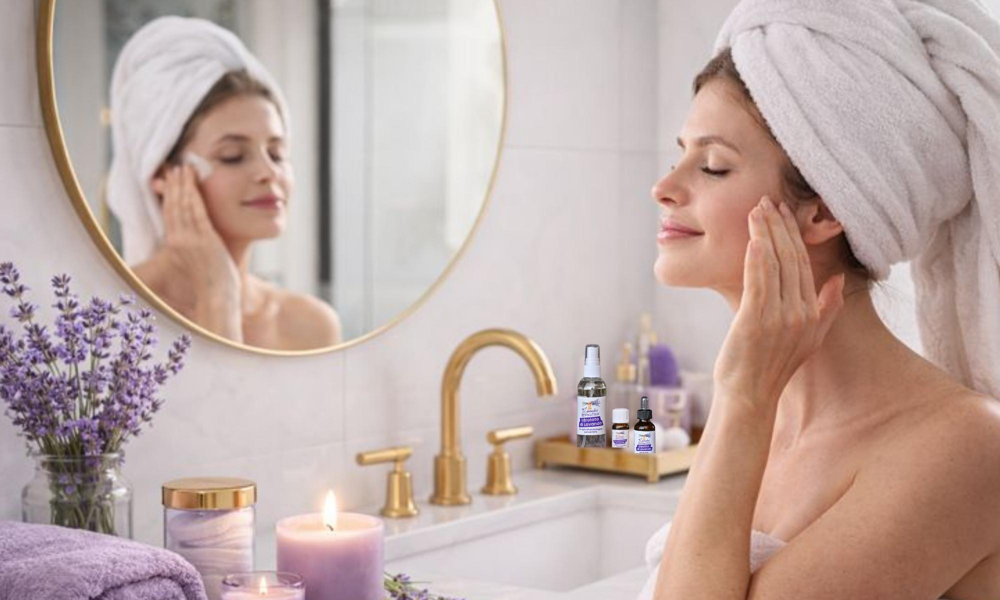 Bellezza naturale alla lavanda bio con cosmetici naturali per viso, capelli, e corpo