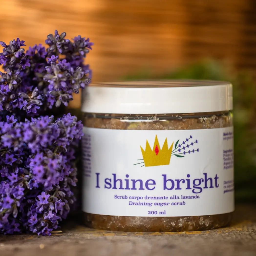 Esfoliante corpo naturale I Shine bright  alla lavanda con oli pregiati – olio essenziale di lavanda trattamento drenante