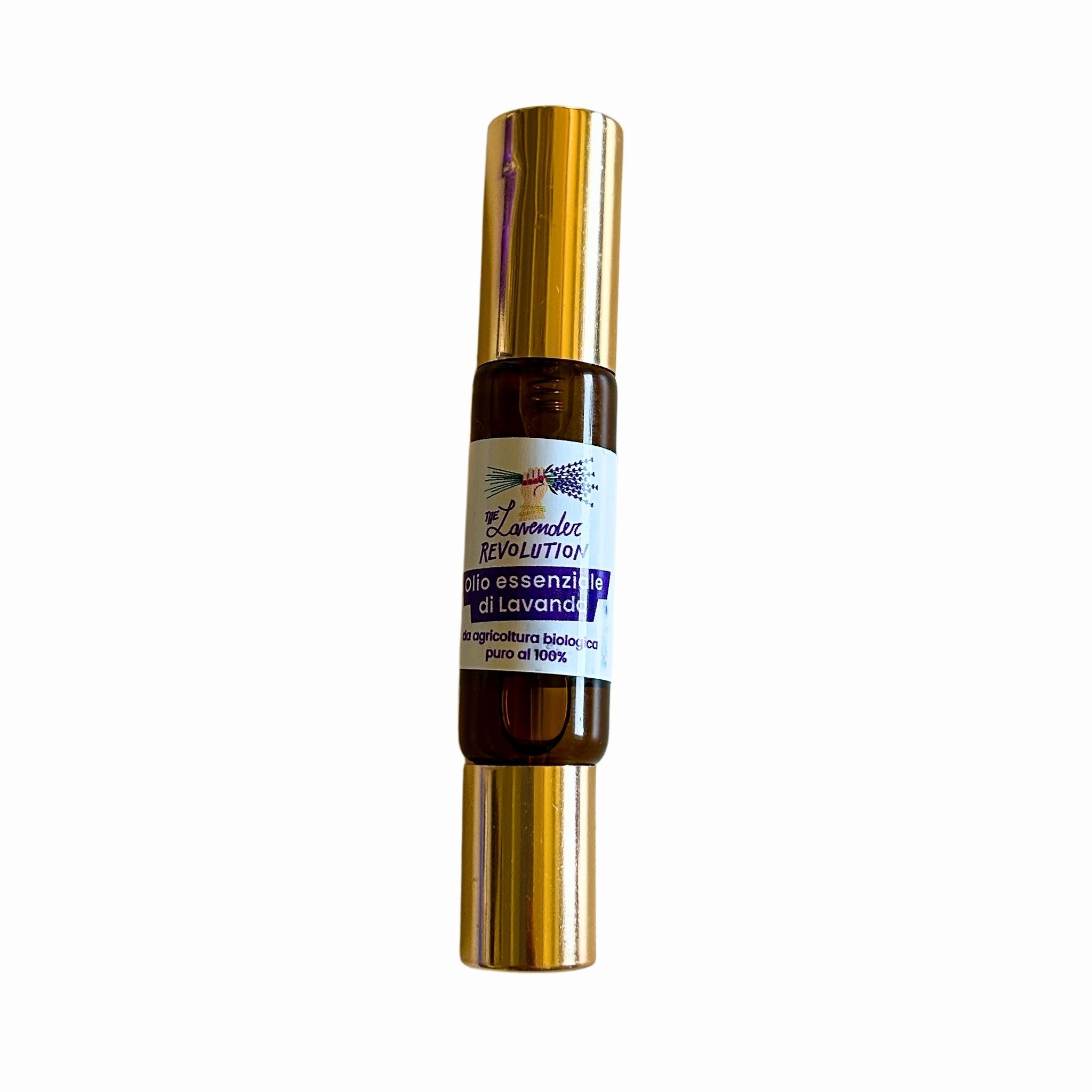 Olio essenziale di lavanda bio 2 in 1 Gold roll-on e spray, flacone vetro scuro tappo oro