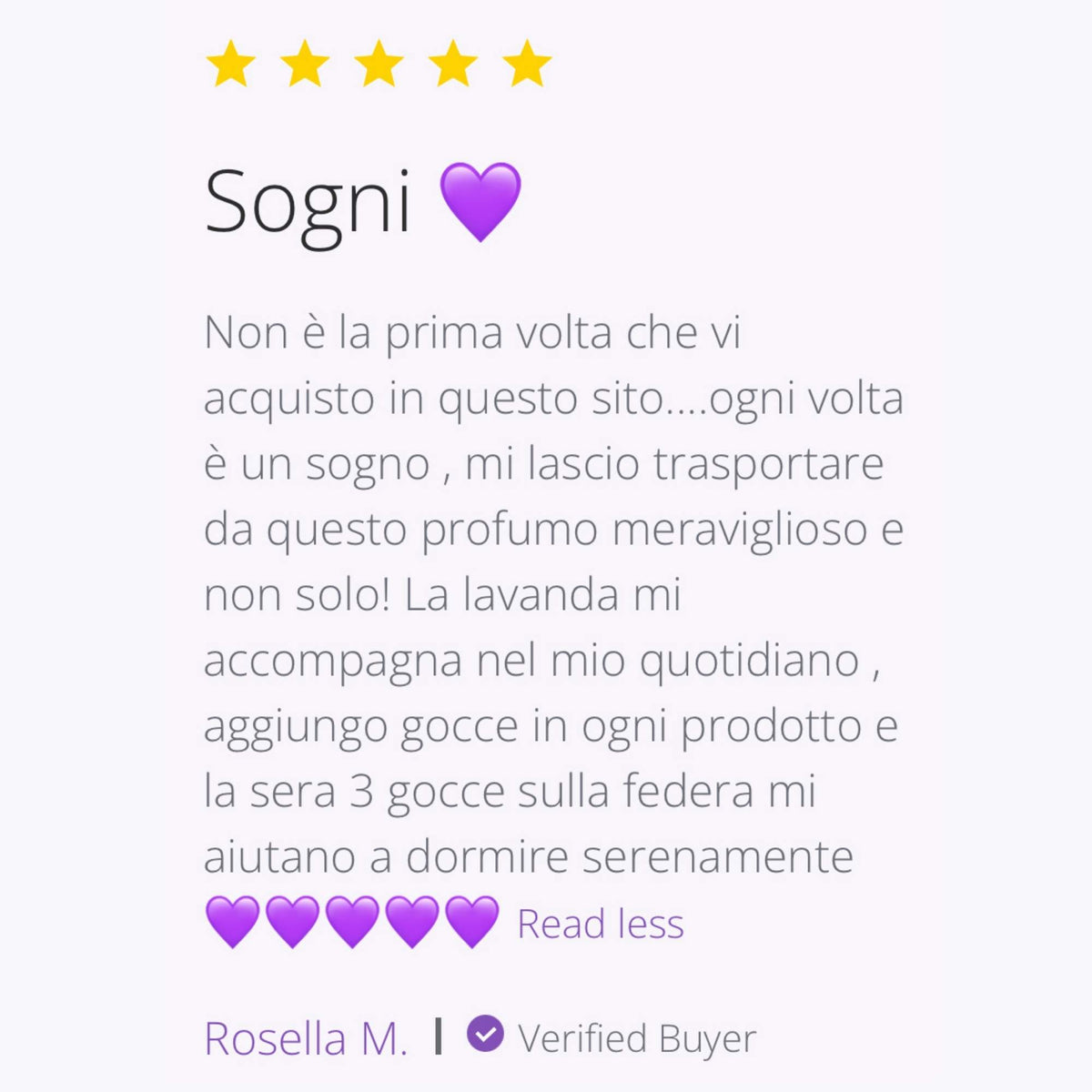 Recensioni 5 stelle clienti verificati e soddisfatti– Gli Essenziali alla lavanda bio The Lavender Revolution