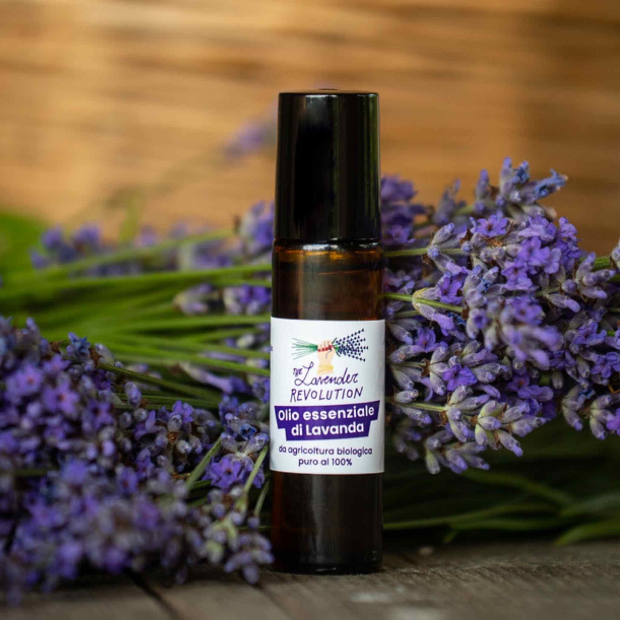Roll on olio essenziale di lavanda bio 10 ml con fiori di lavanda