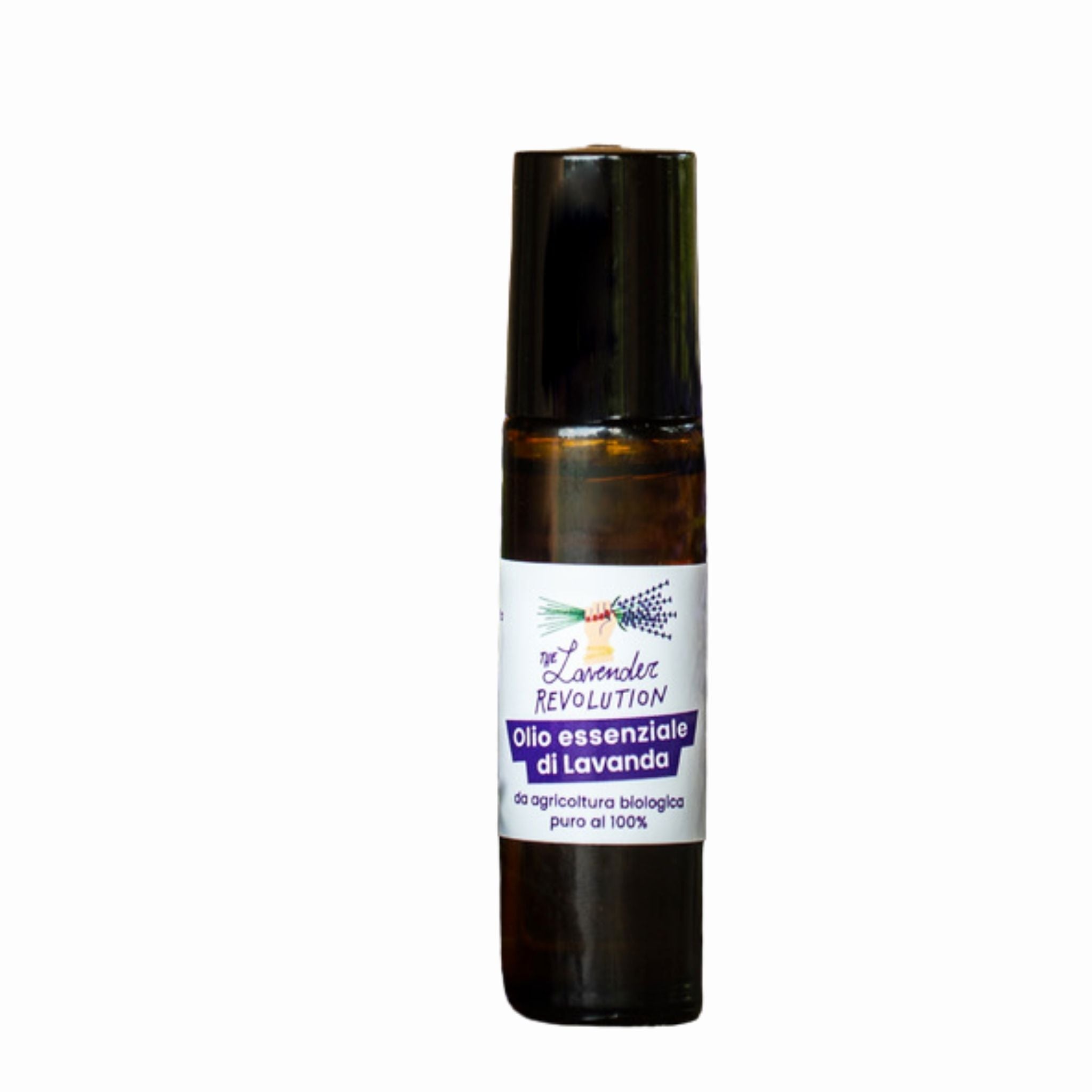 Roll on olio essenziale di lavanda bio 10 ml, flacone in vetro scuro