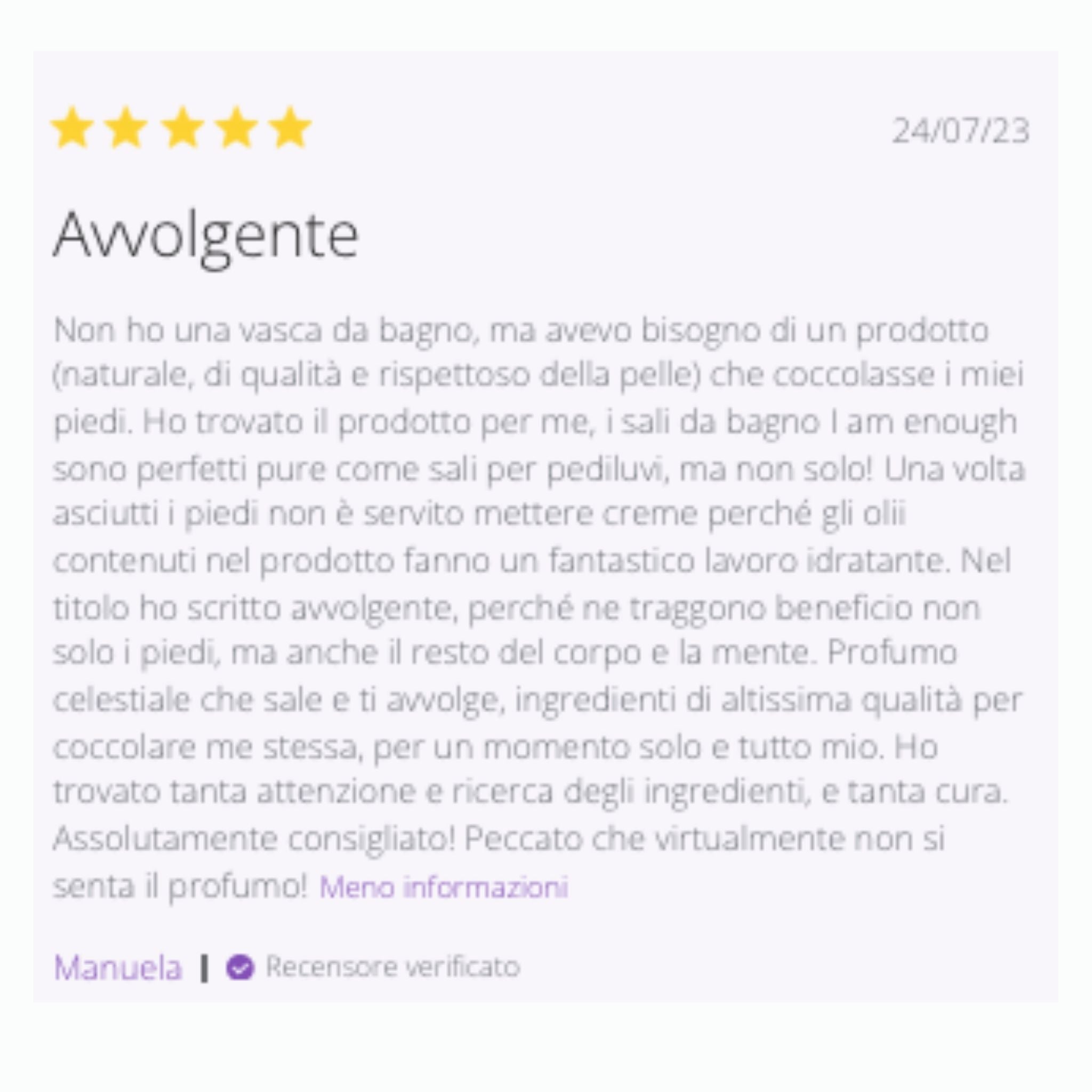 Recensione a 5 stelle sui sali da bagno alla lavanda bio usati per pediluvi aromaterapici rilassanti