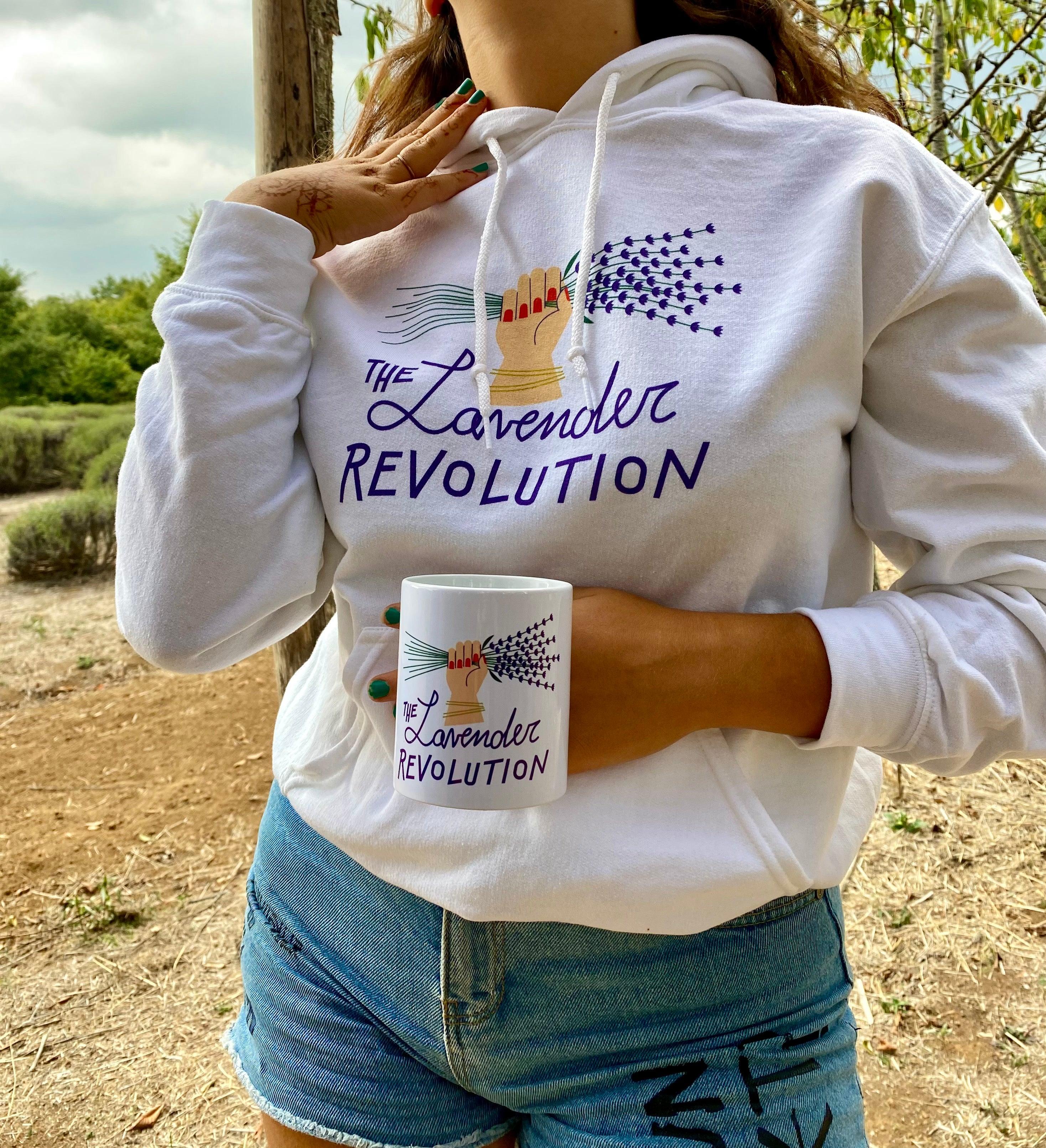 Felpa bianca donna con cappuccio - The Lavender Revolution