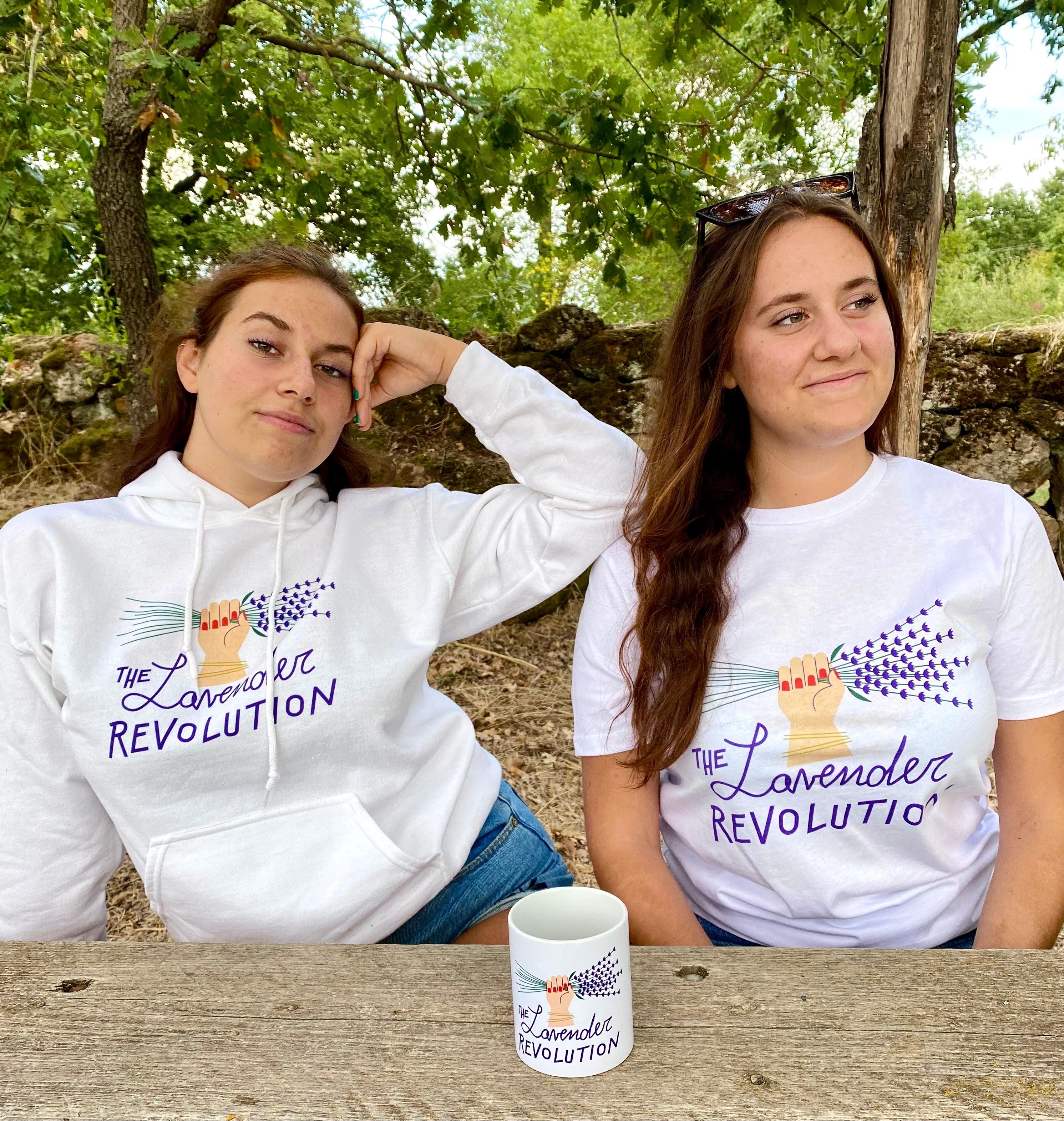 Felpa bianca donna con cappuccio - The Lavender Revolution